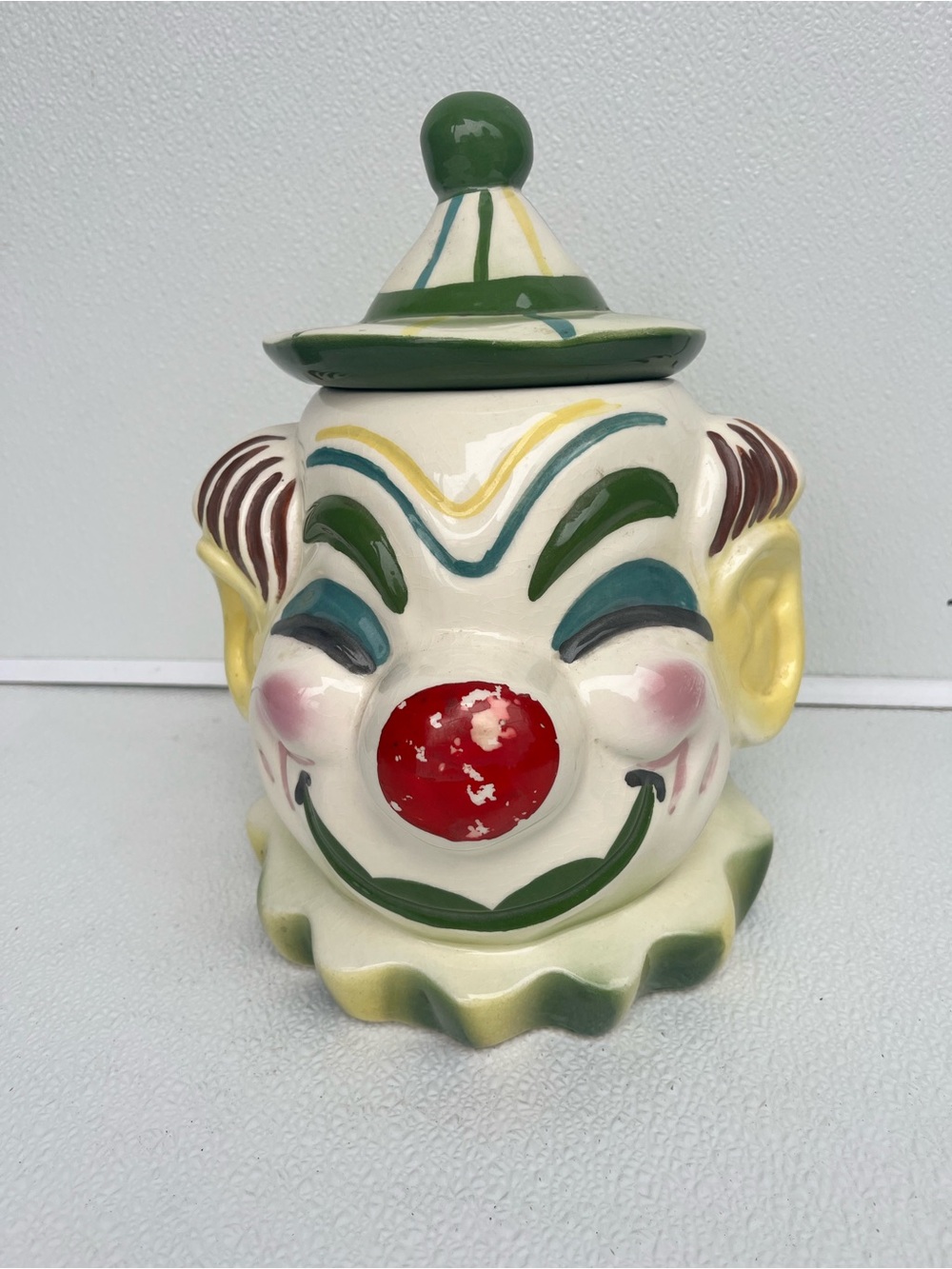Rare Old Vintage Original 1950's Sierra Vista Ceramic Clown Cookie Jar Pottery